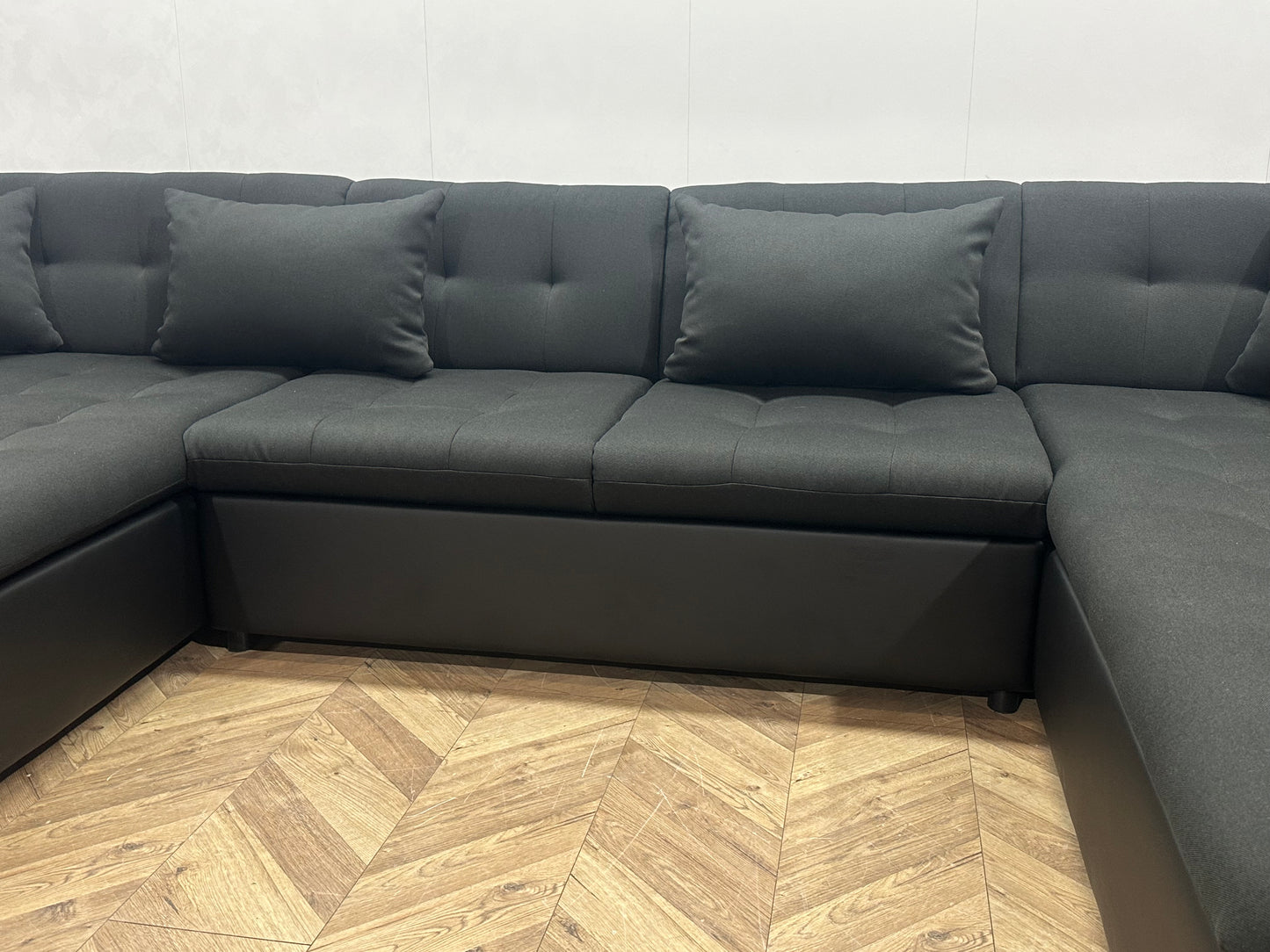 !Showroommodel! Antraciet/Zwarte Stoffen/Lederen U Bank