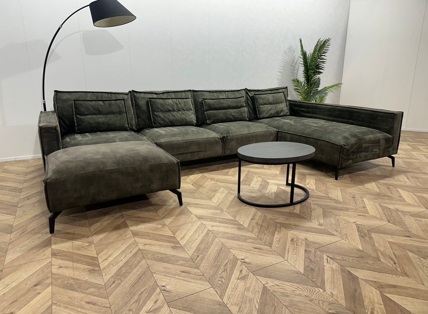 Room108 Groene Velvet U Bank ~ Losse Kussens Met Afneembare Hoezen