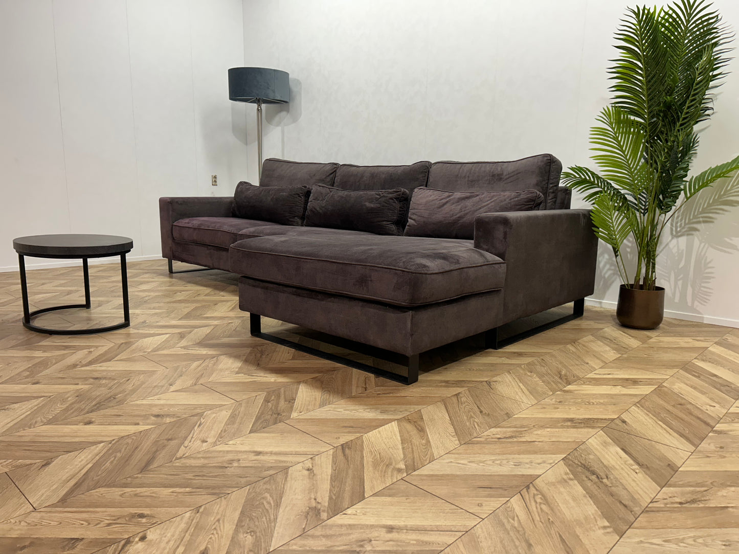 Antraciet Velvet Hoekbank ~ Losse Kussens Met Afneembare Hoezen