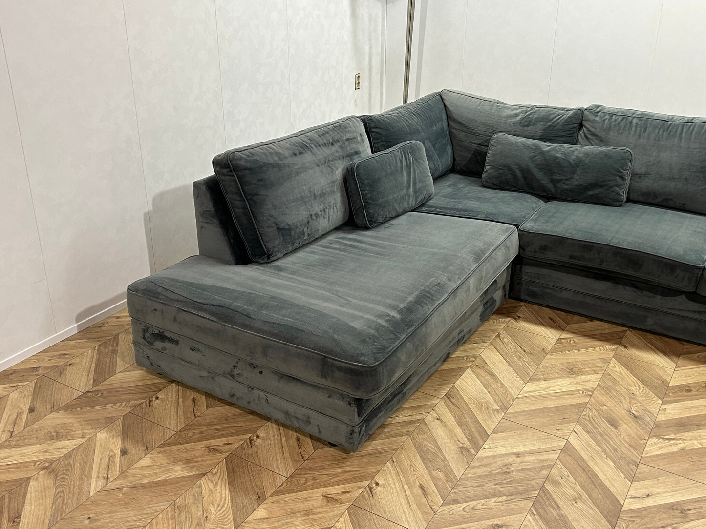 Blauwe Velvet U Bank ~ Losse Kussens Met Afneembare Hoezen