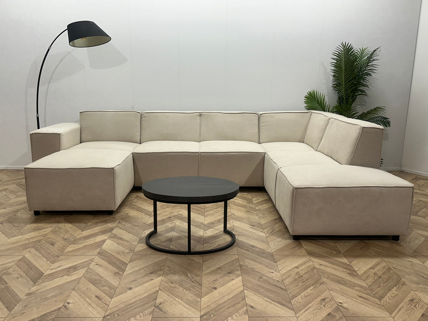 !Showroommodel! Crème Suède Stoffen U Bank