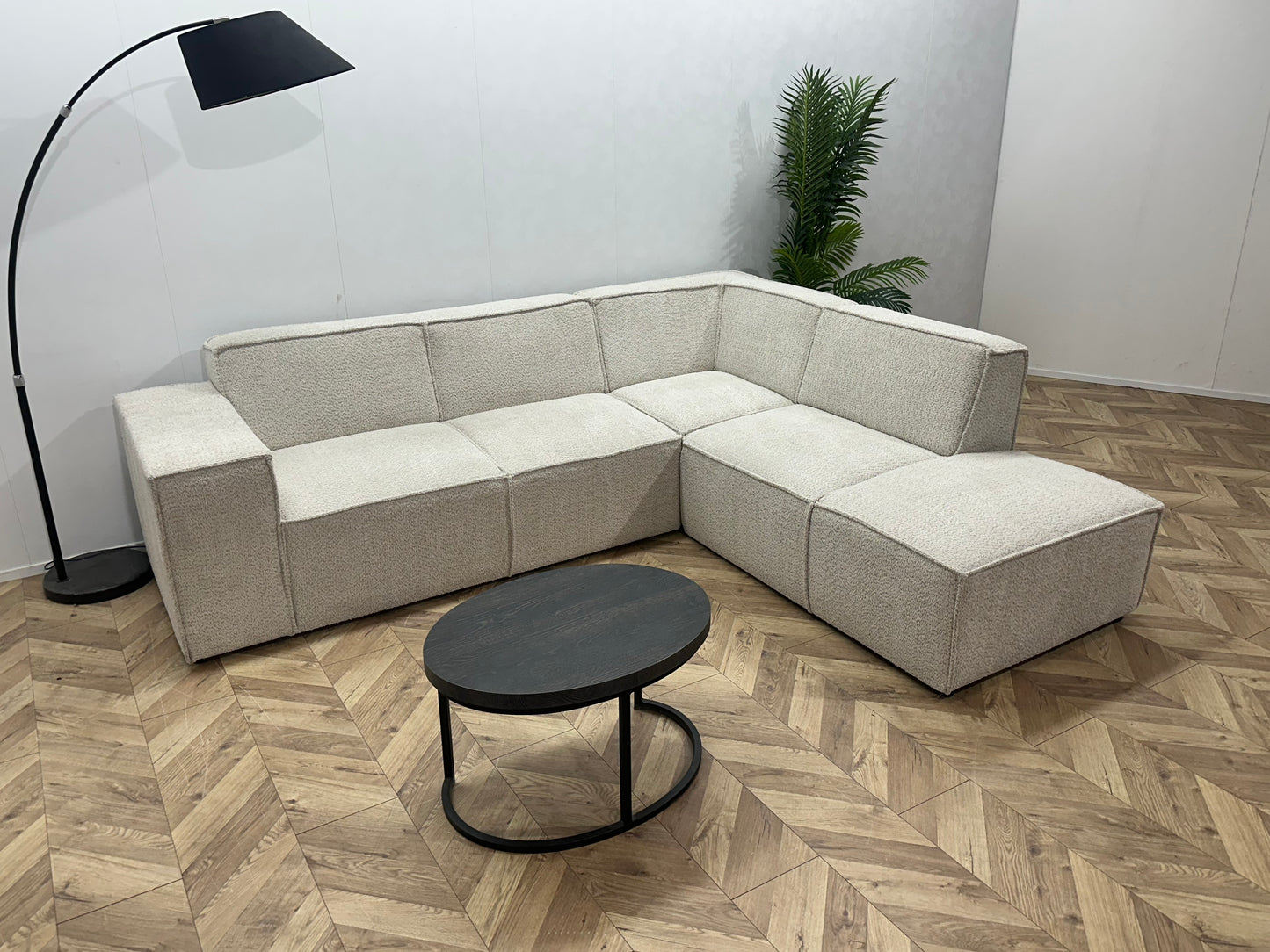 !Showroommodel! Witte/Crème Bouclé Hoekbank