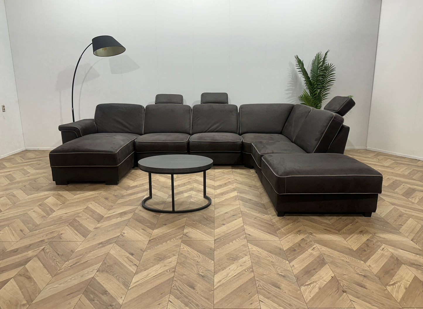 H&H Antraciet Suède Stoffen U Bank ~ Opbergruimte