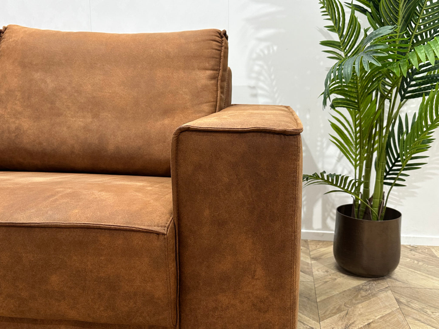 Cognac Bruine Suède Lederen Banken Set ~ Nieuwstaat