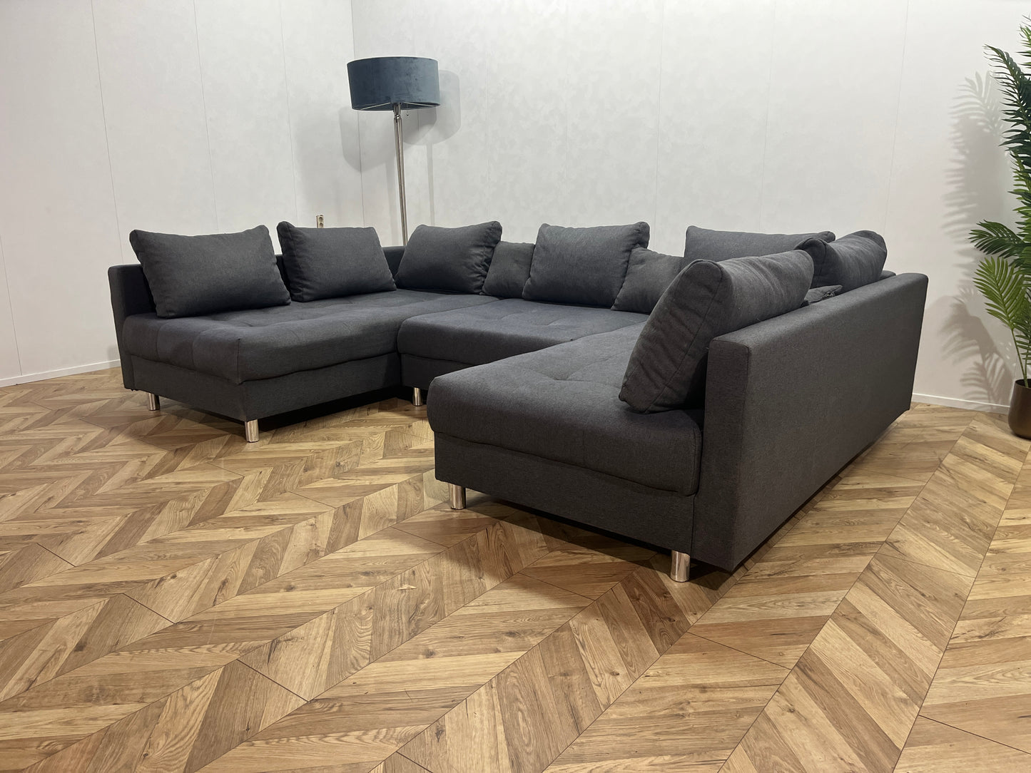 Antraciet U Bank ~ Losse Rugkussens Met Afneembare Hoezen
