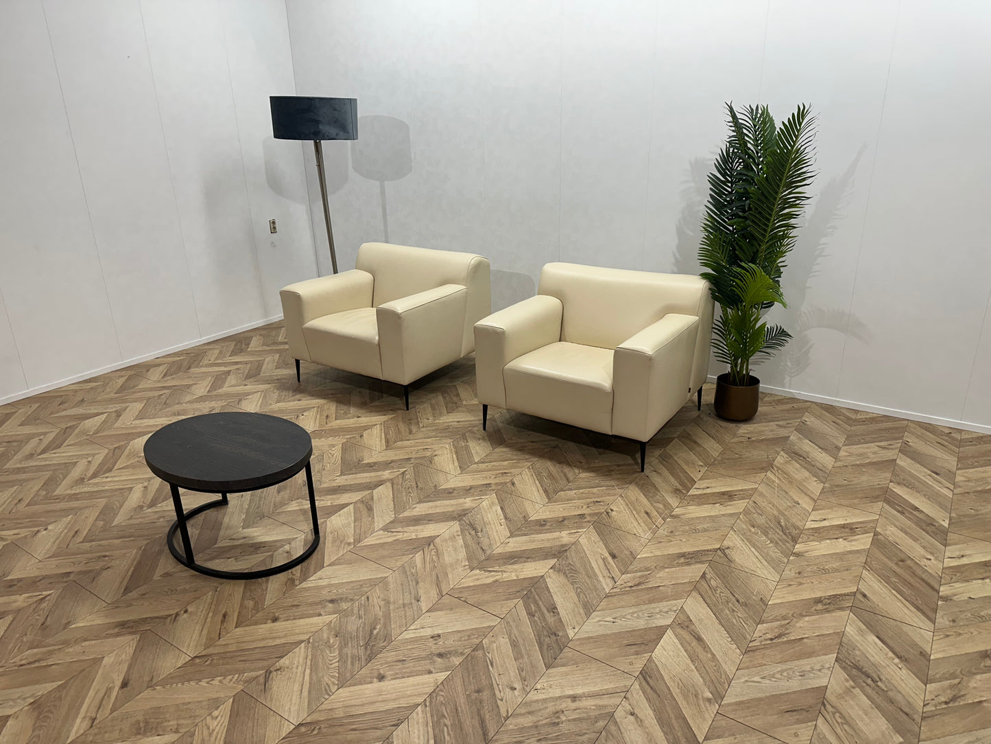 EnzoLuca Crème Echt Lederen Fauteuil ~ Vaste Kussens