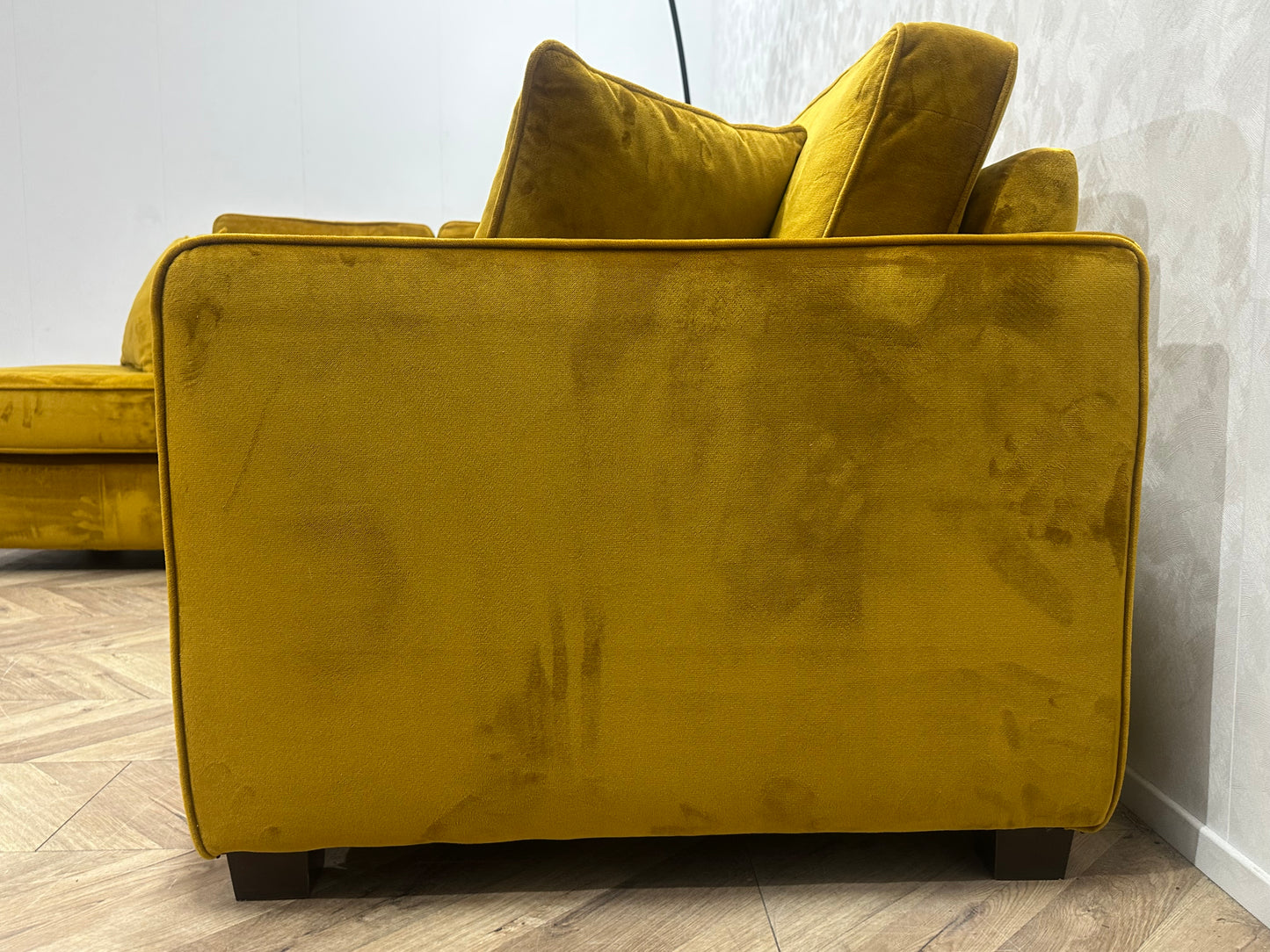 Gele Velvet Hoekbank ~ Nieuwstaat