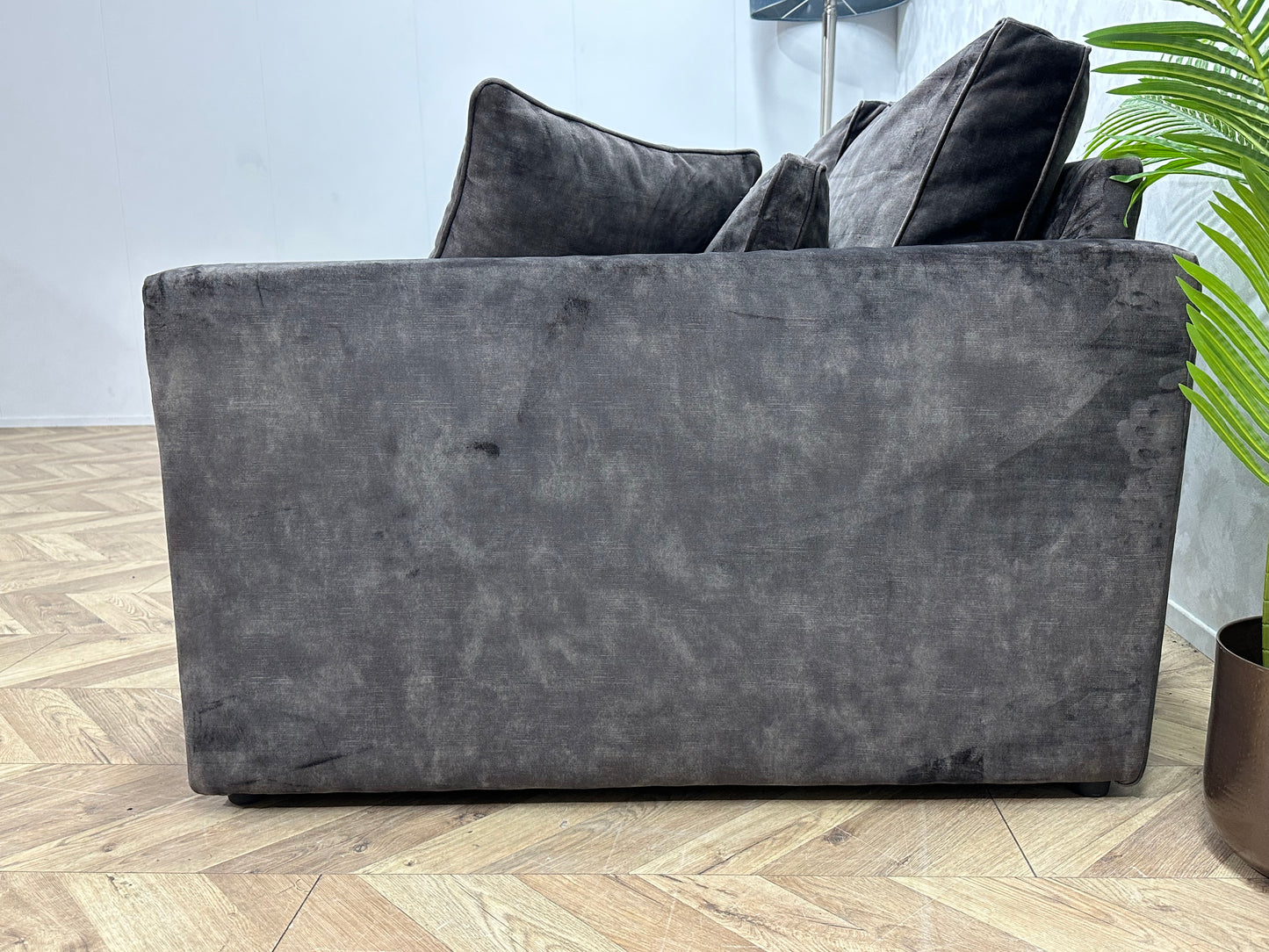 Antraciet Velvet Hoekbank ~ Losse Kussens Met Afneembare Hoezen
