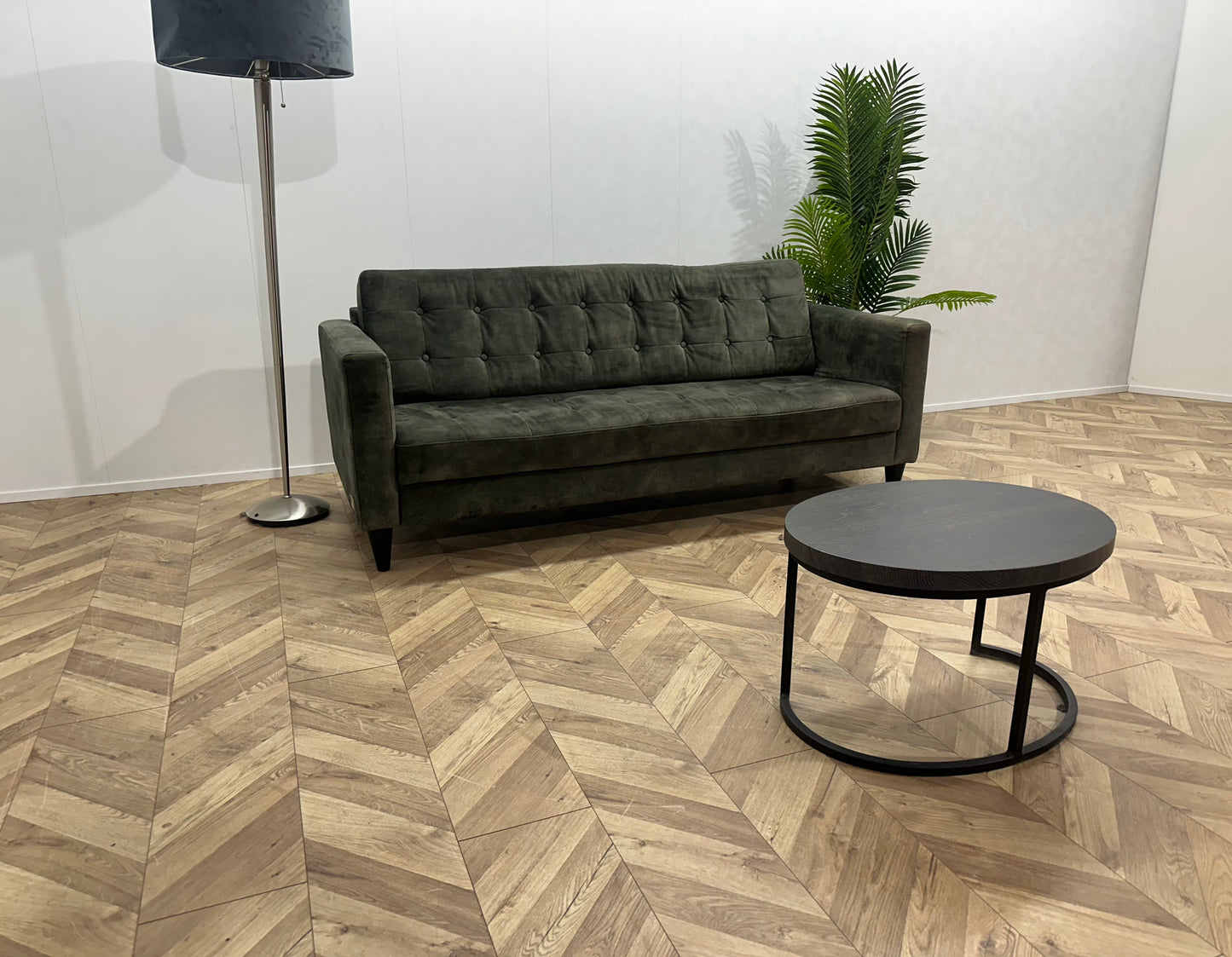 Umix Groene Velvet 2.5-Zits Bank ~ Losse Rugkussen Met Afneembare Hoes