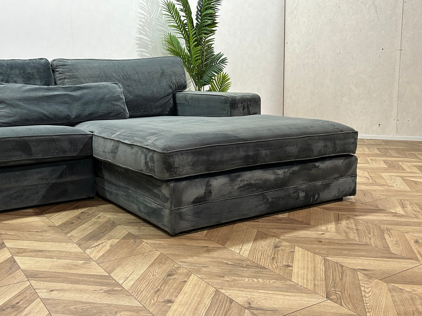 Blauwe Velvet U Bank ~ Losse Kussens Met Afneembare Hoezen