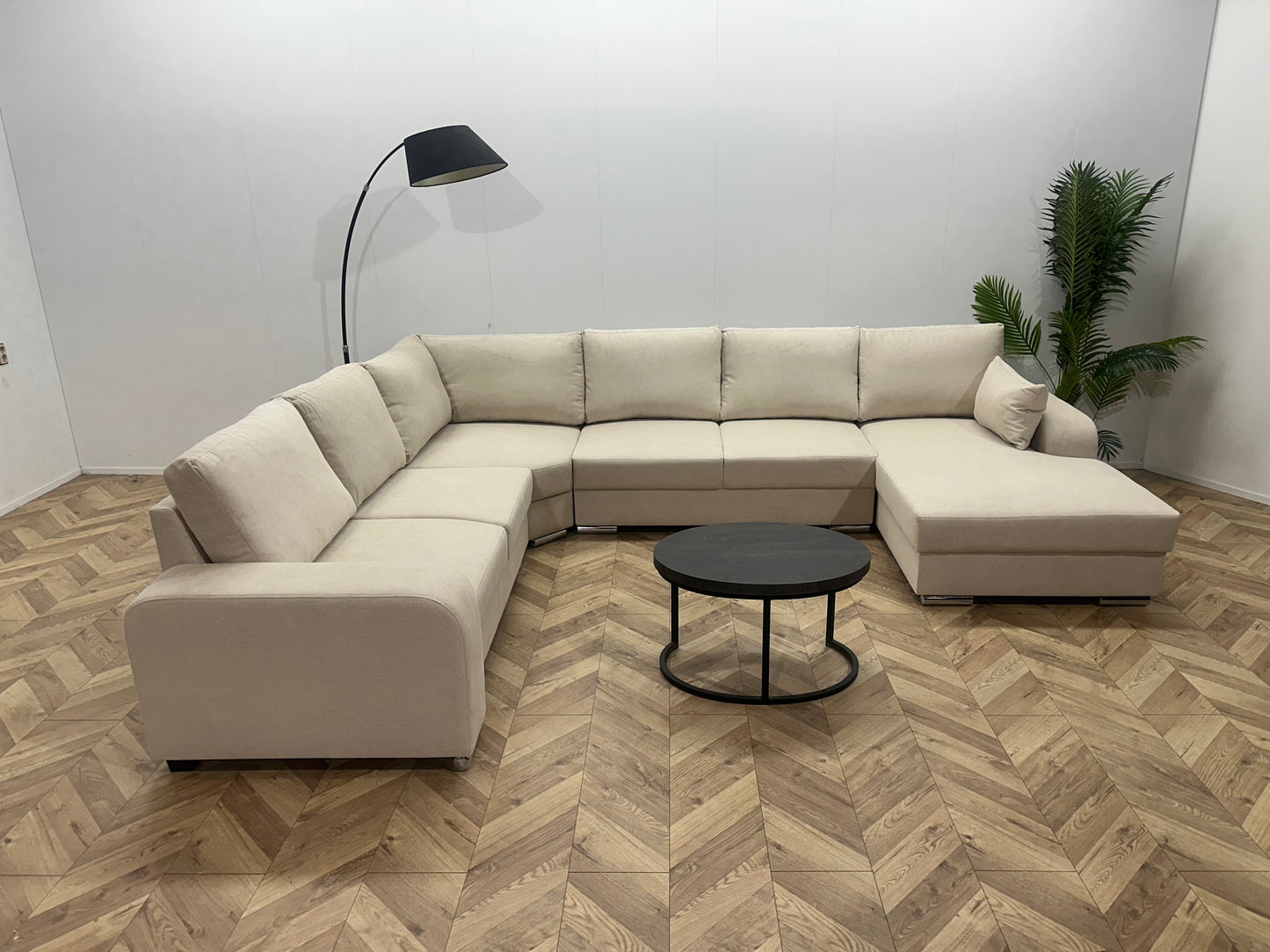 !Showroommodel! Crème Suède Stoffen U Bank