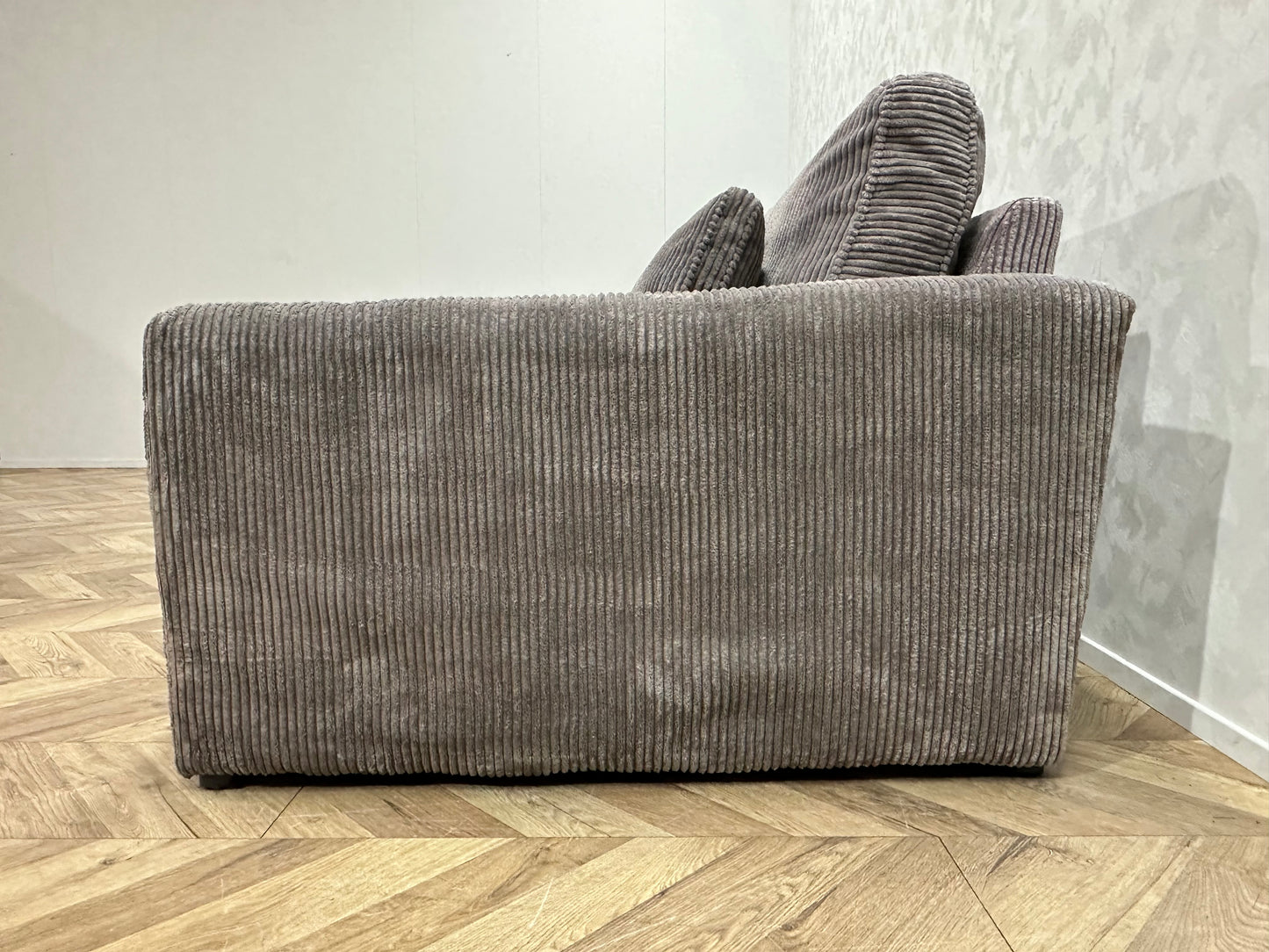 Licht Grijze Ribstof 2.5-Zits Bank ~ Losse Kussens Met Afneembare Hoezen