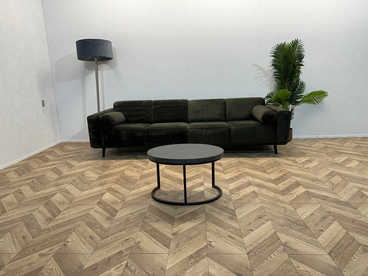 Be Pure Groene Velvet 4-Zits Bank ~ Vaste Kussens