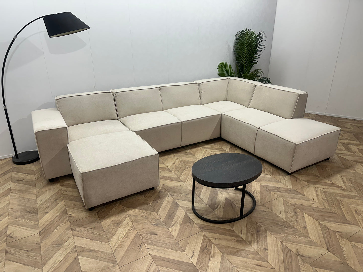 !Showroommodel! Crème Suède Stoffen U Bank