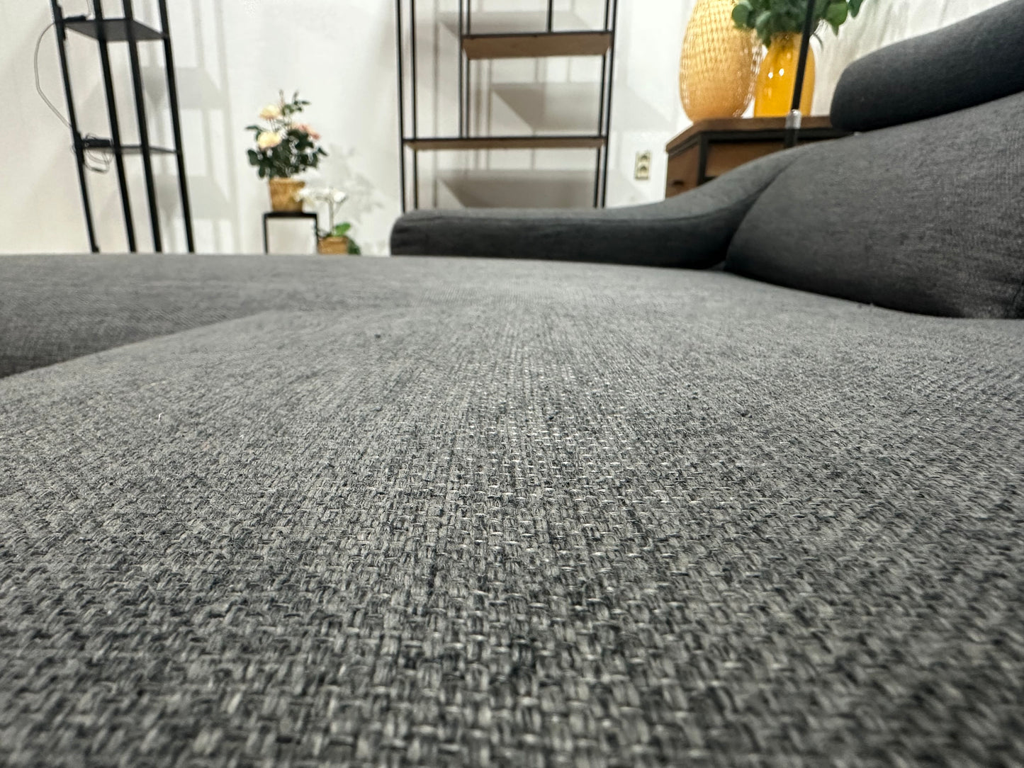 Grijze Design Hoekbank ~ Verstelbare Hoofdsteunen