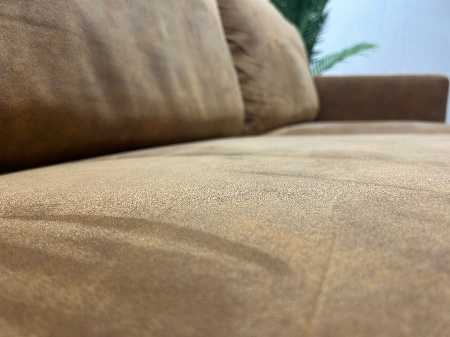 Cognac Bruine Suède Stof 3-Zits Bank ~ Losse Kussens Met Afneembare Hoezen