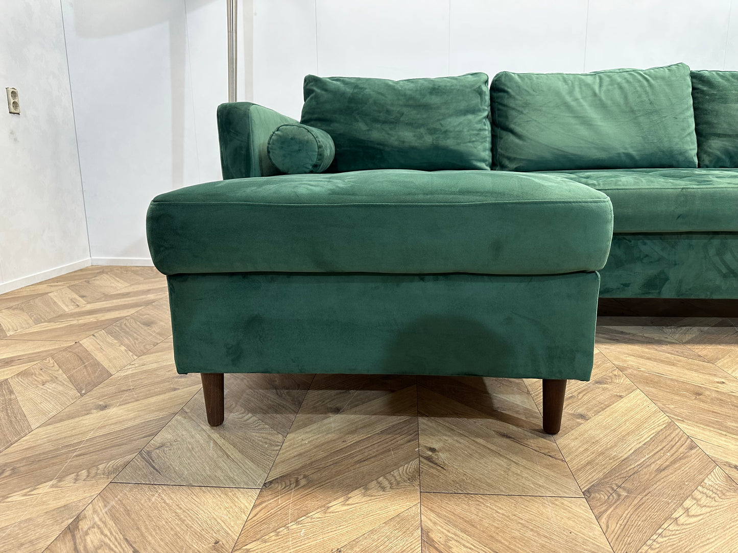 Groene Velvet Hoekbank ~ Opbergruimte ~ Nieuwstaat