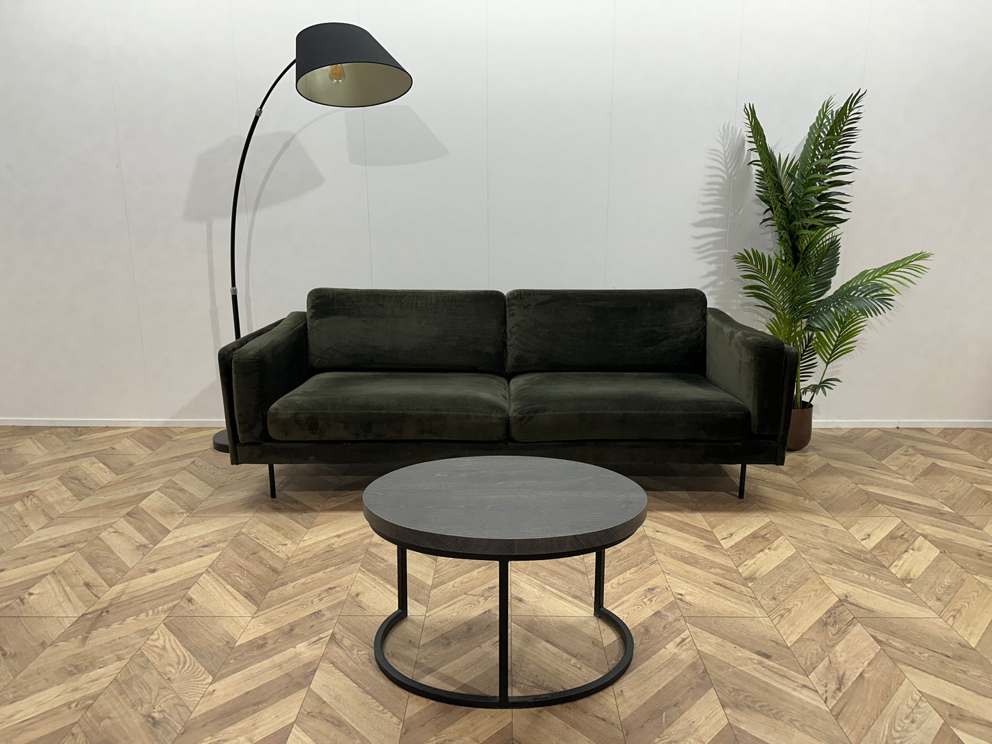 Donker Groene Velvet 2.5-Zits Bank ~ Losse Kussens Met Afneembare Hoezen