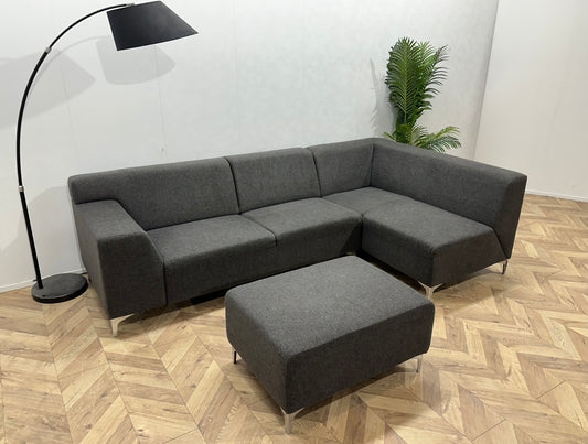 Antraciet Hoekbank Inc Hocker ~ Vaste Kussens
