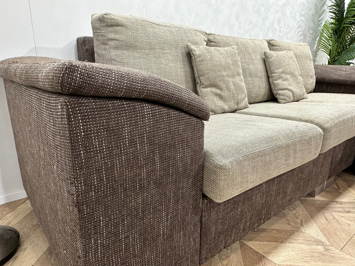 Bruin/Beige Hoekbank ~ Losse Kussens