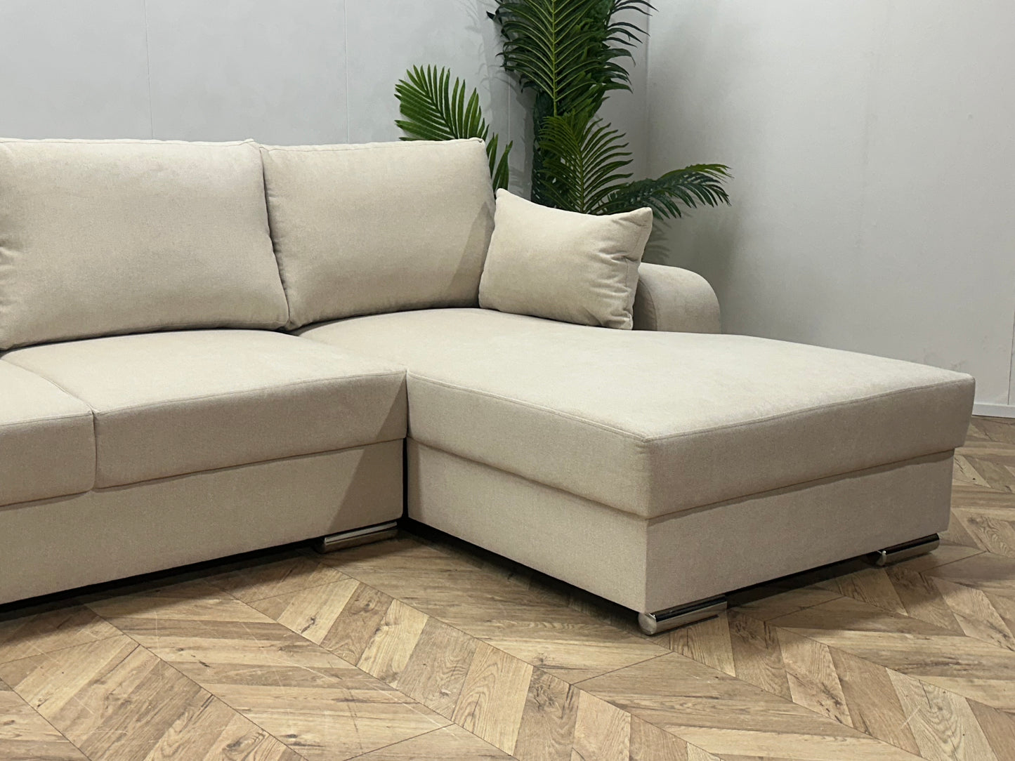 !Showroommodel! Crème Suède Stoffen U Bank