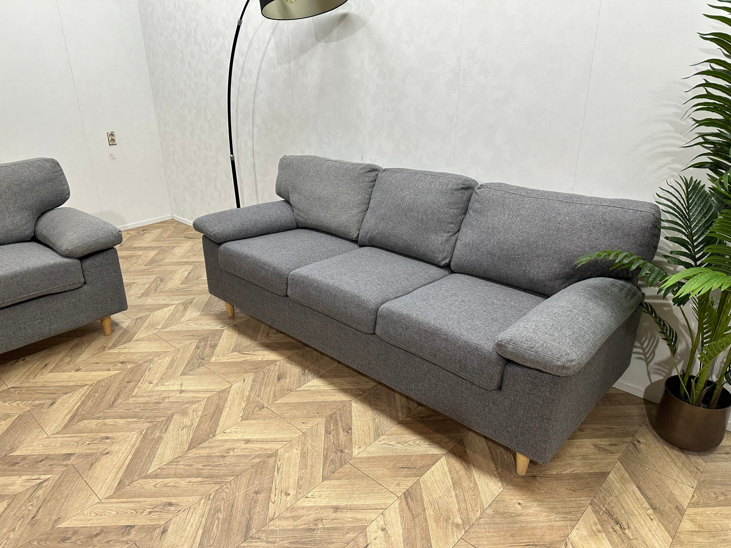 Licht Grijze Banken Set ~ Losse Rugkussens