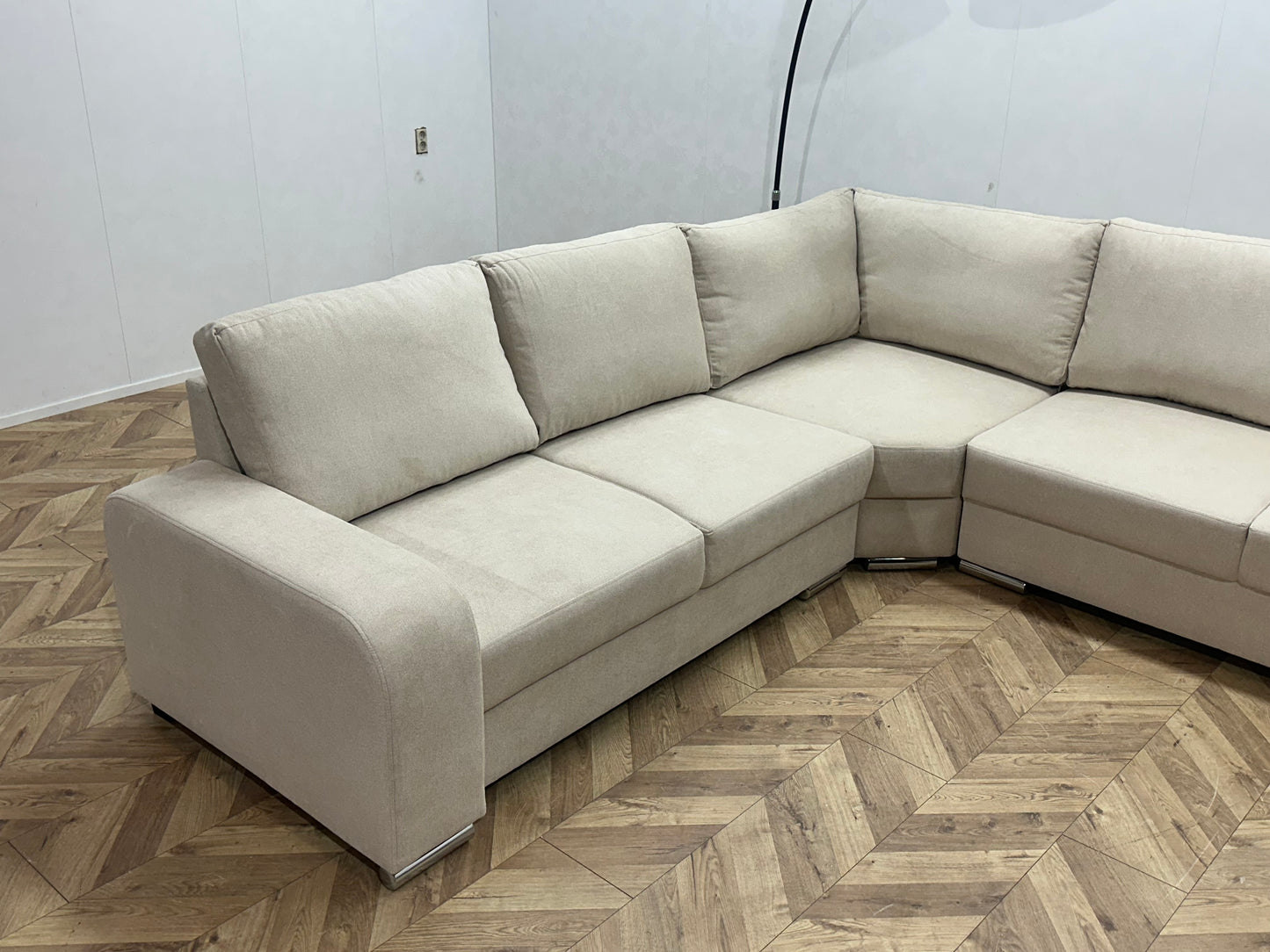 !Showroommodel! Crème Suède Stoffen U Bank