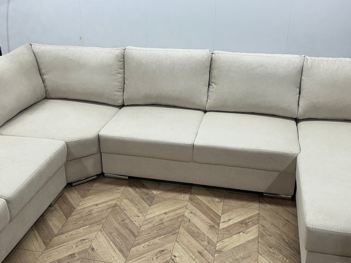 !Showroommodel! Crème Suède Stoffen U Bank