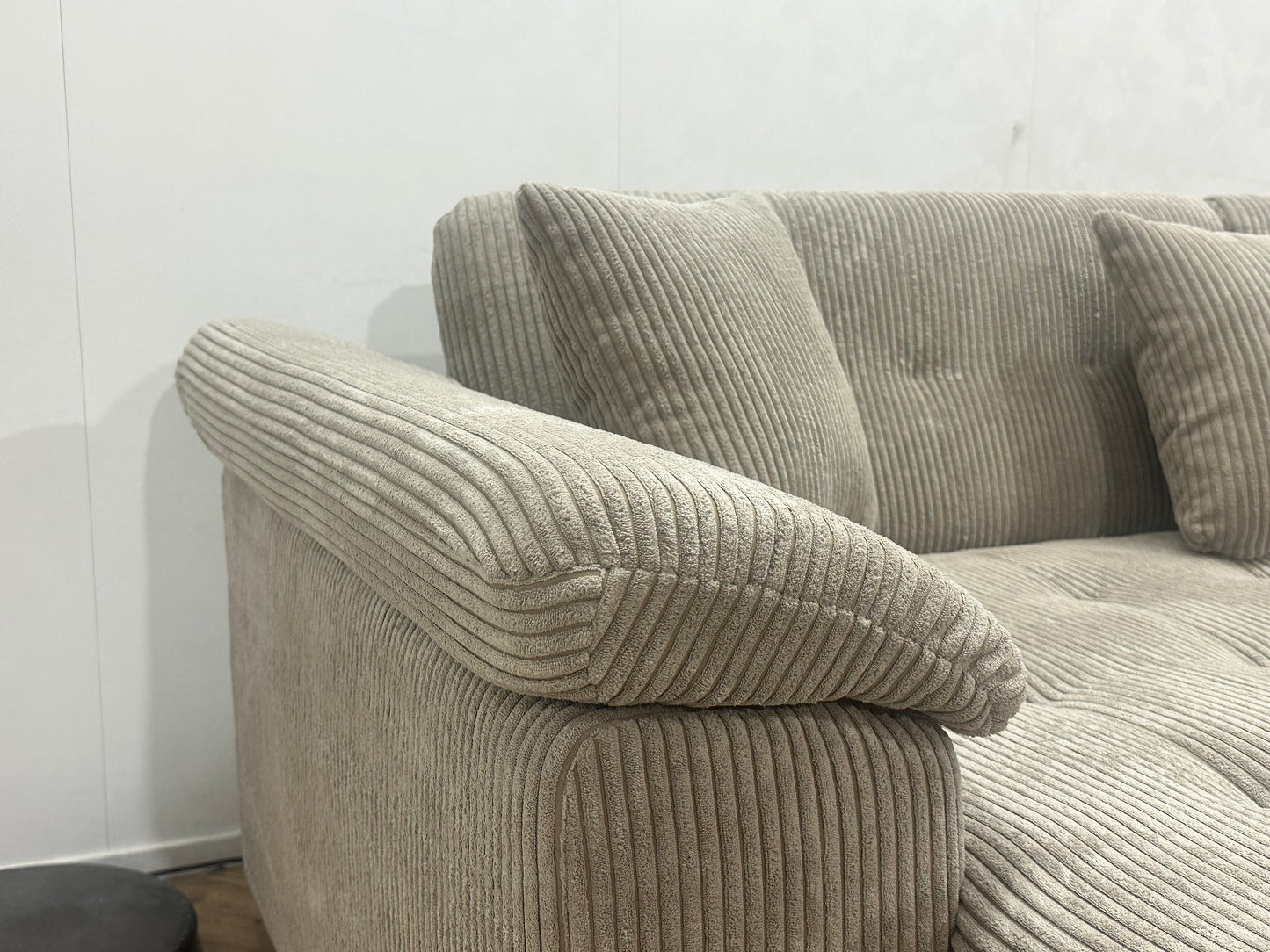 !Showroommodel! Beige Ribstof U Bank