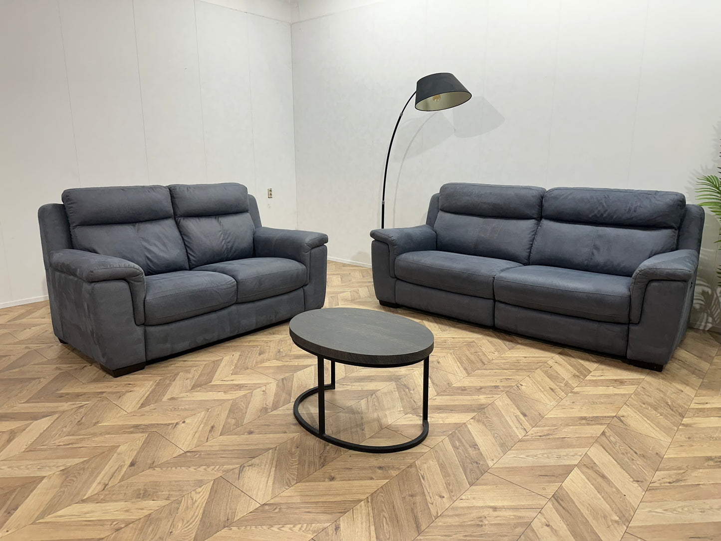 Blauwe Suède Stoffen Banken Set ~ Relaxfunctie