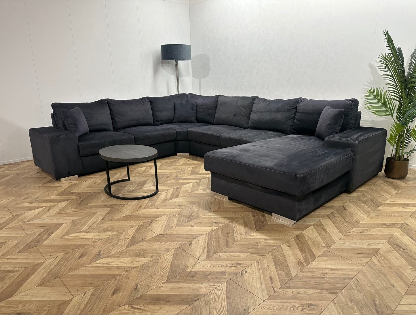 Blauwe Velvet U Bank ~ Losse Kussens Met Afneembare Hoezen