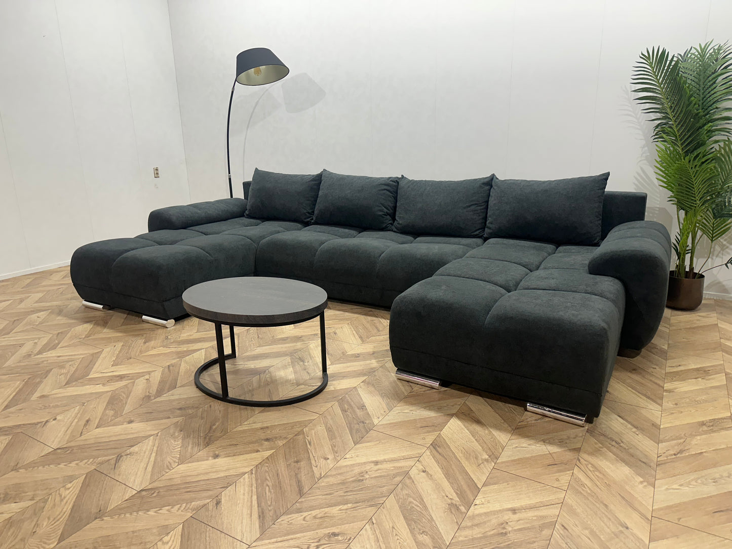 !Showroommodel! Antraciet Suède Stoffen U Bank