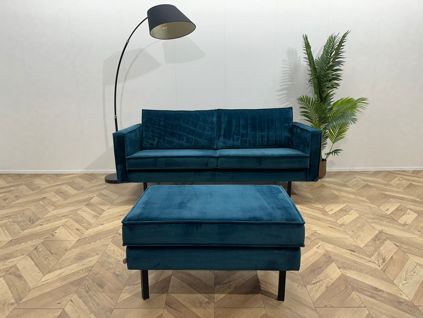 Be Pure Blauwe Velvet 2.5-Zits Bank ~ Losse Kussens Met Afneembare Hoezen