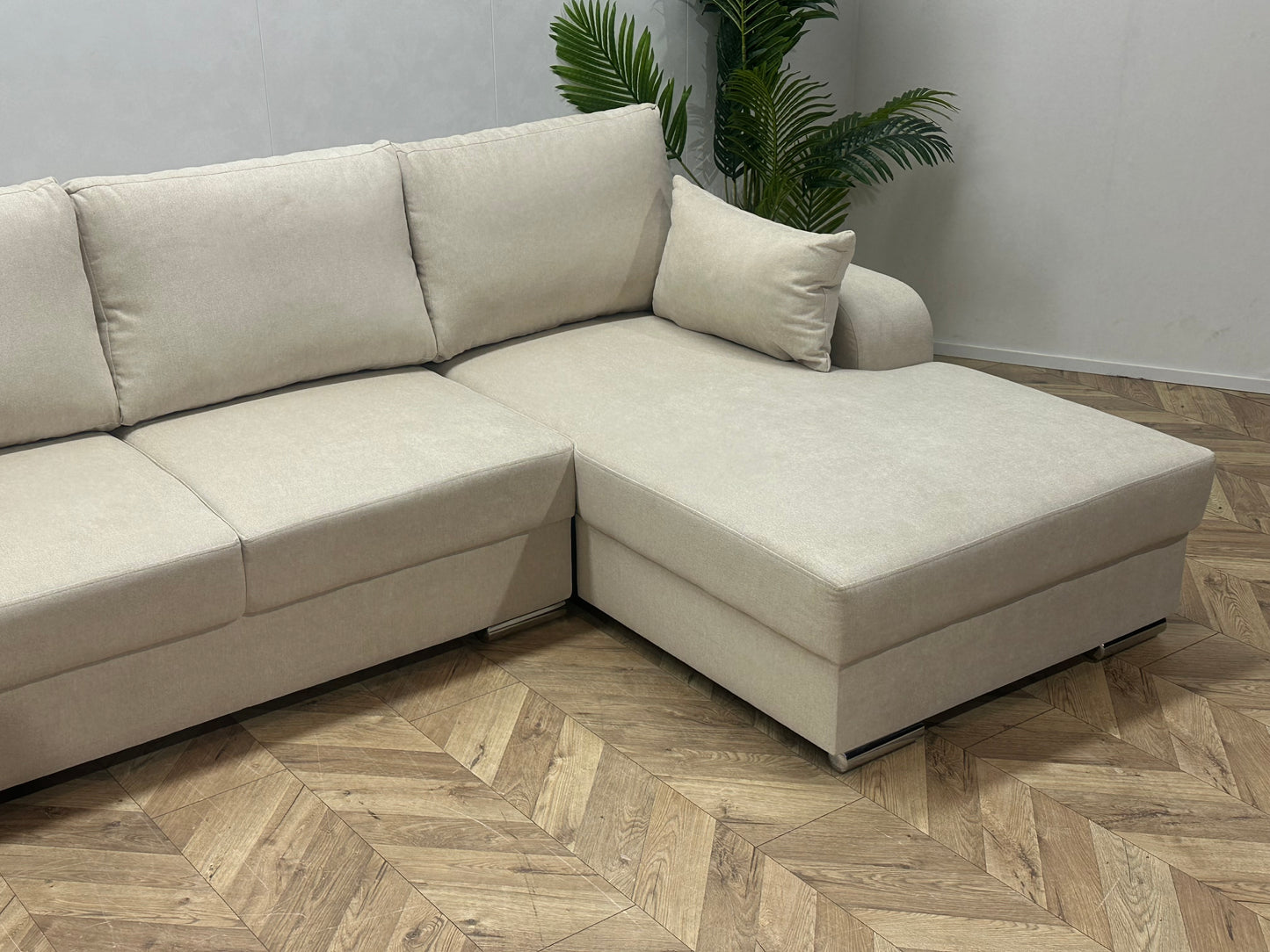 !Showroommodel! Crème Suède Stoffen U Bank