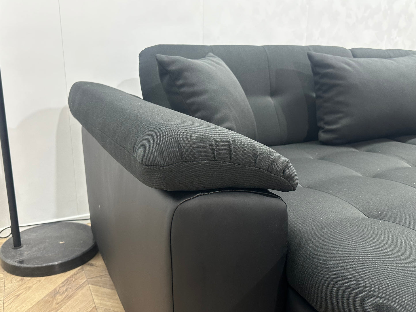 !Showroommodel! Antraciet/Zwarte Stoffen/Lederen U Bank