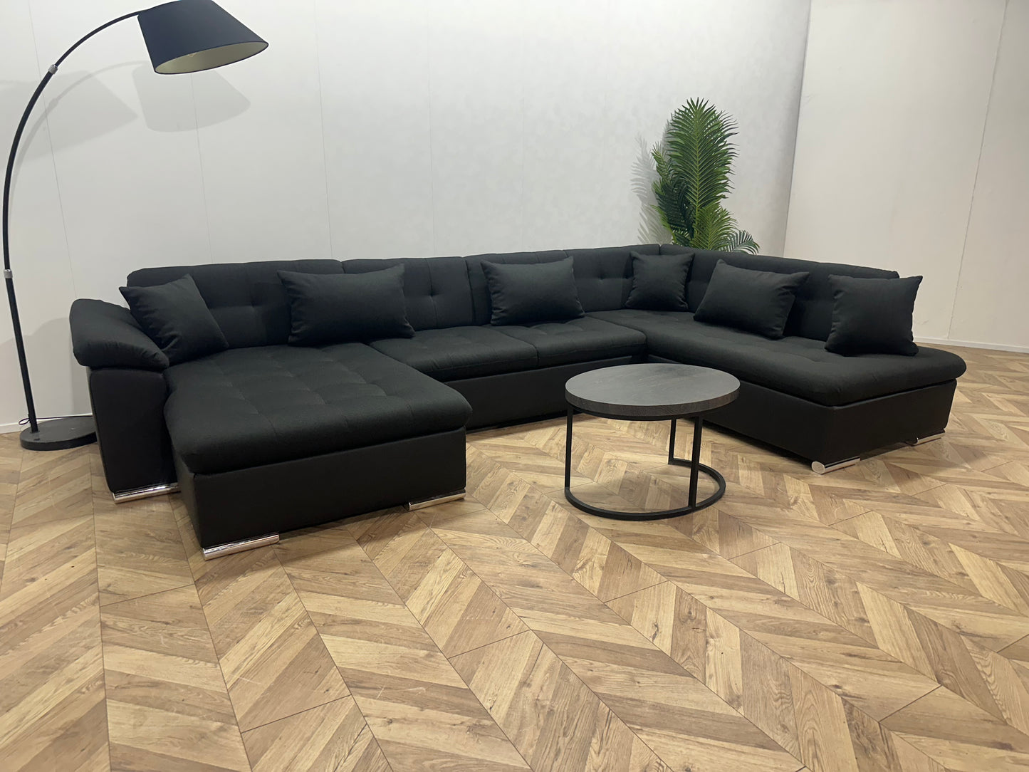 !Showroommodel! Antraciet/Zwarte Stoffen/Lederen U Bank