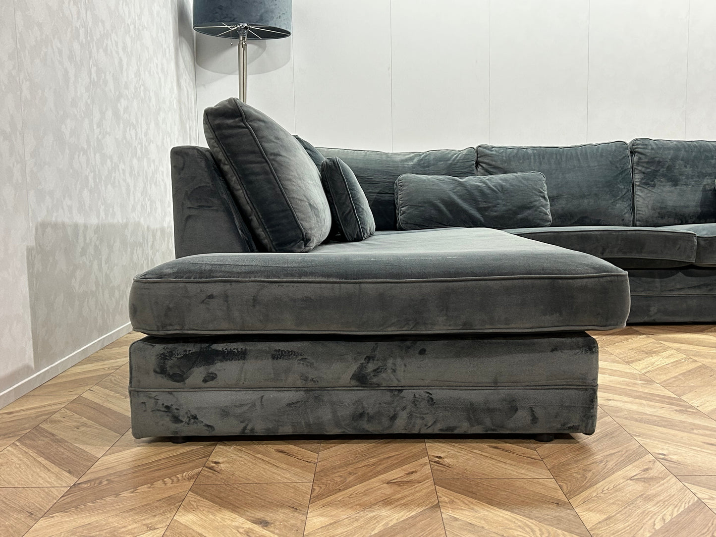 Blauwe Velvet U Bank ~ Losse Kussens Met Afneembare Hoezen