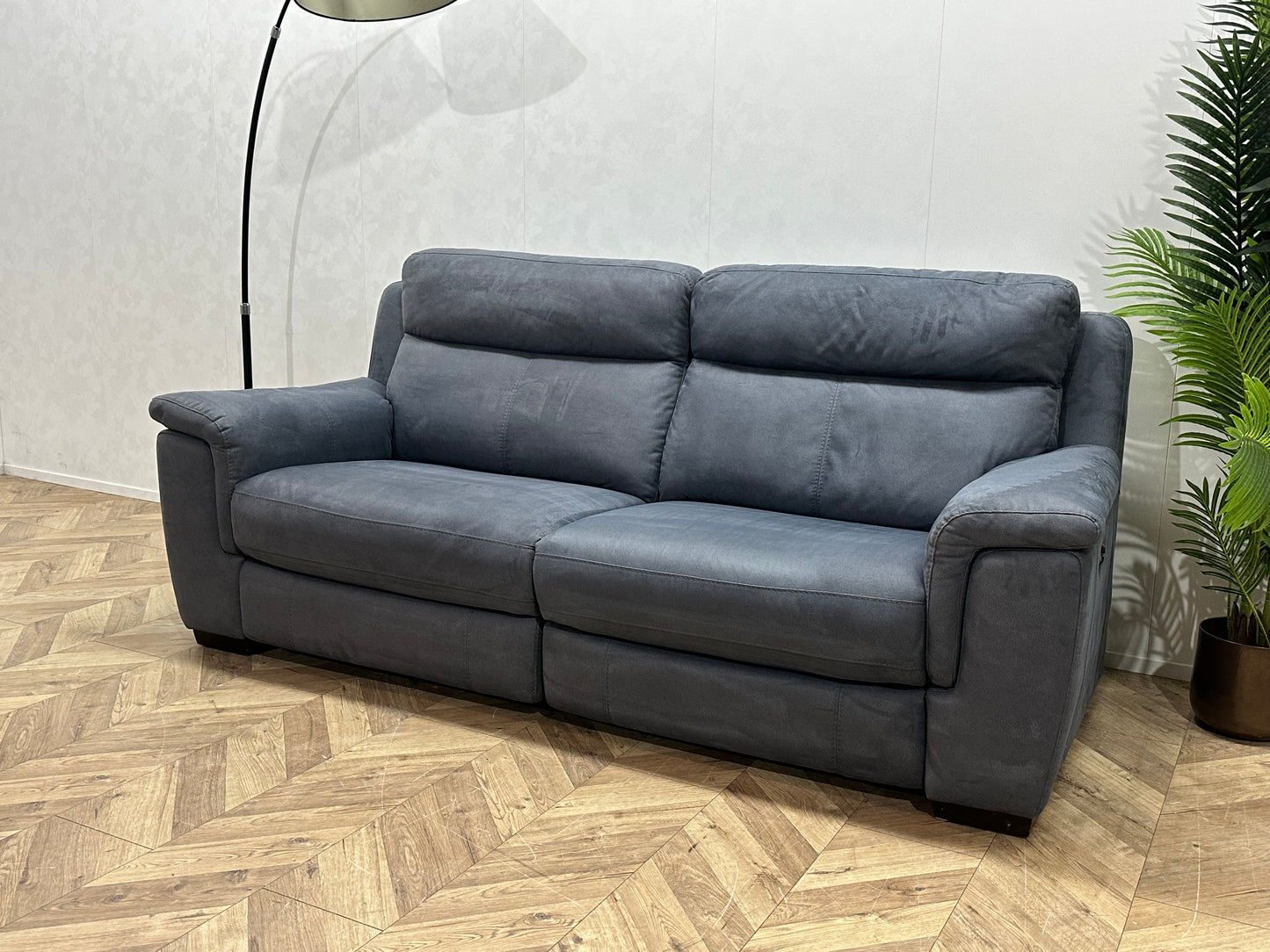 Blauwe Suède Stoffen Banken Set ~ Relaxfunctie