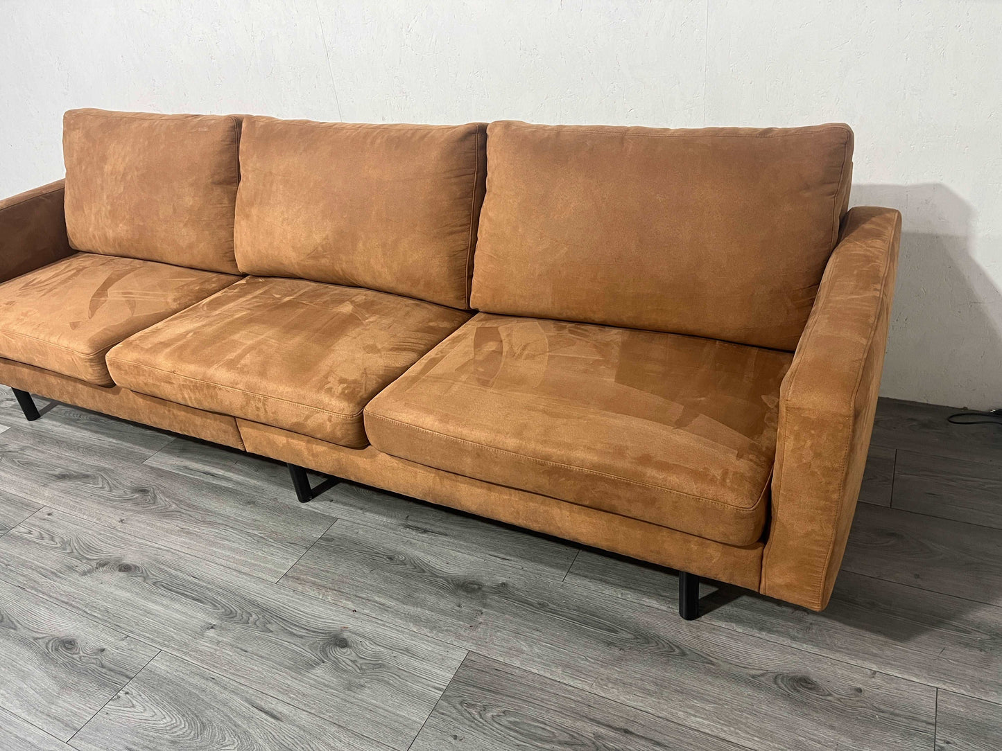 Cognac Bruine Suède Stof 3 zitter ~ Nieuwstaat