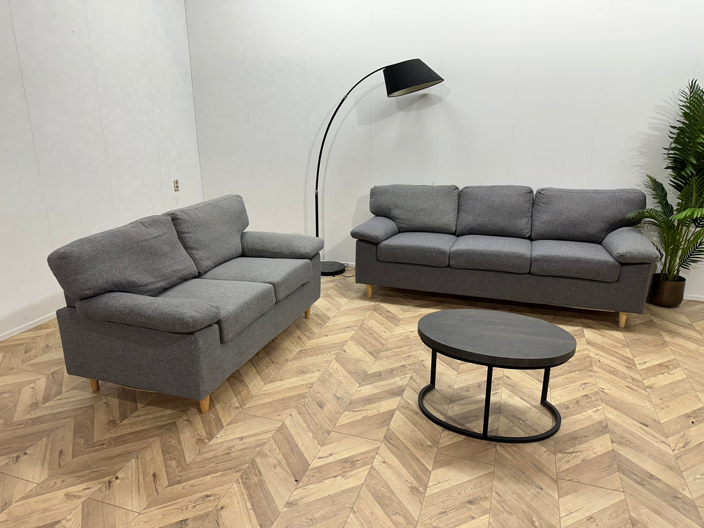 Licht Grijze Banken Set ~ Losse Rugkussens