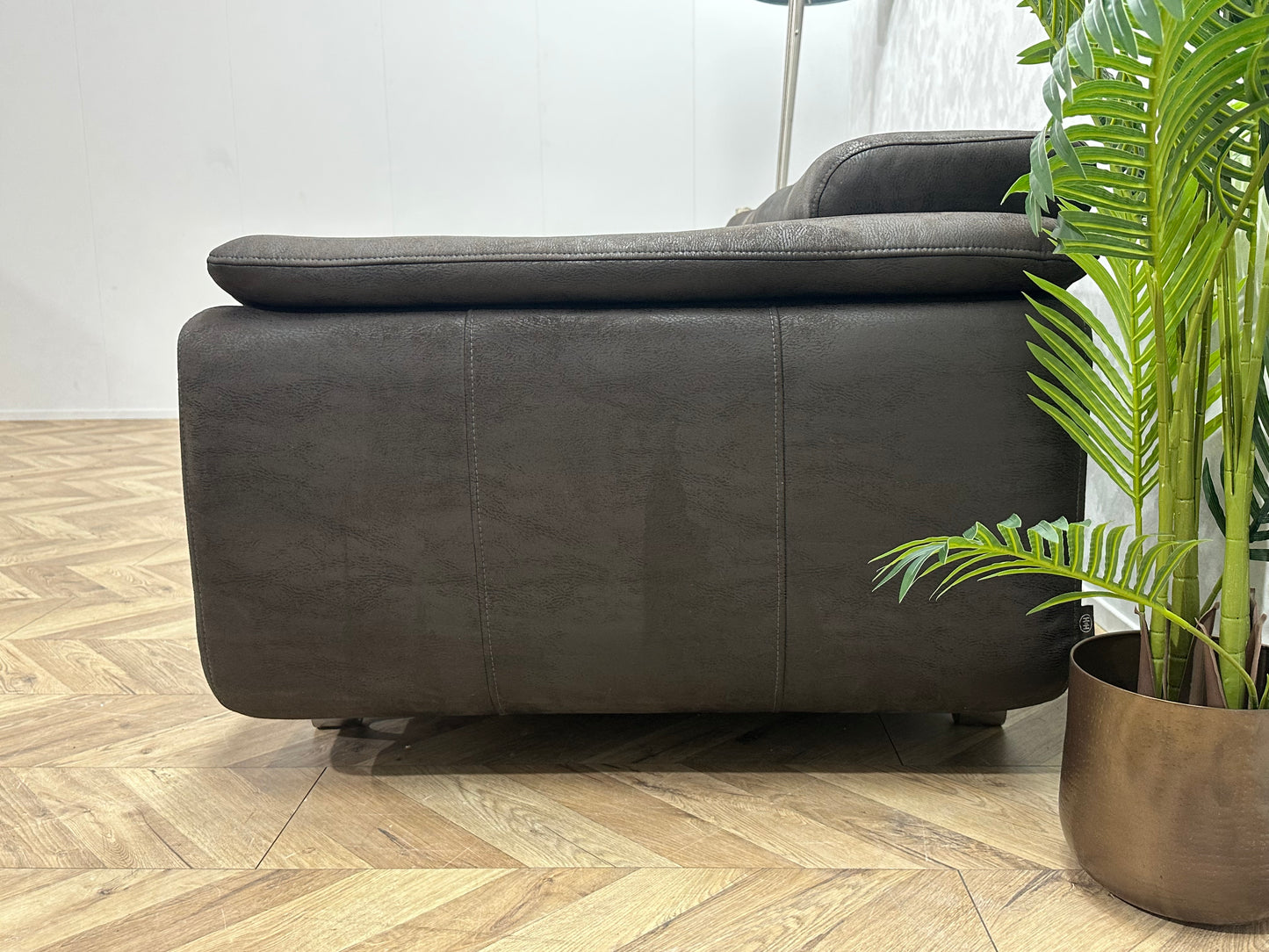 H&H Antraciet Suède Lederen 2.5-Zits ~Uitschuifbare Zittingen ~ Nieuwstaat