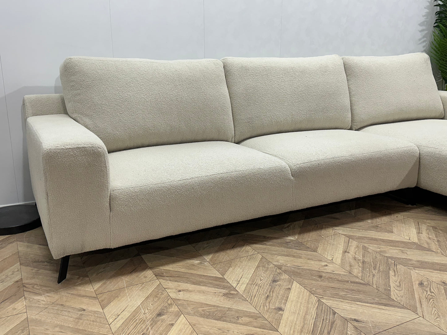 !Showroommodel! Crème Bouclé Stoffen Hoekbank