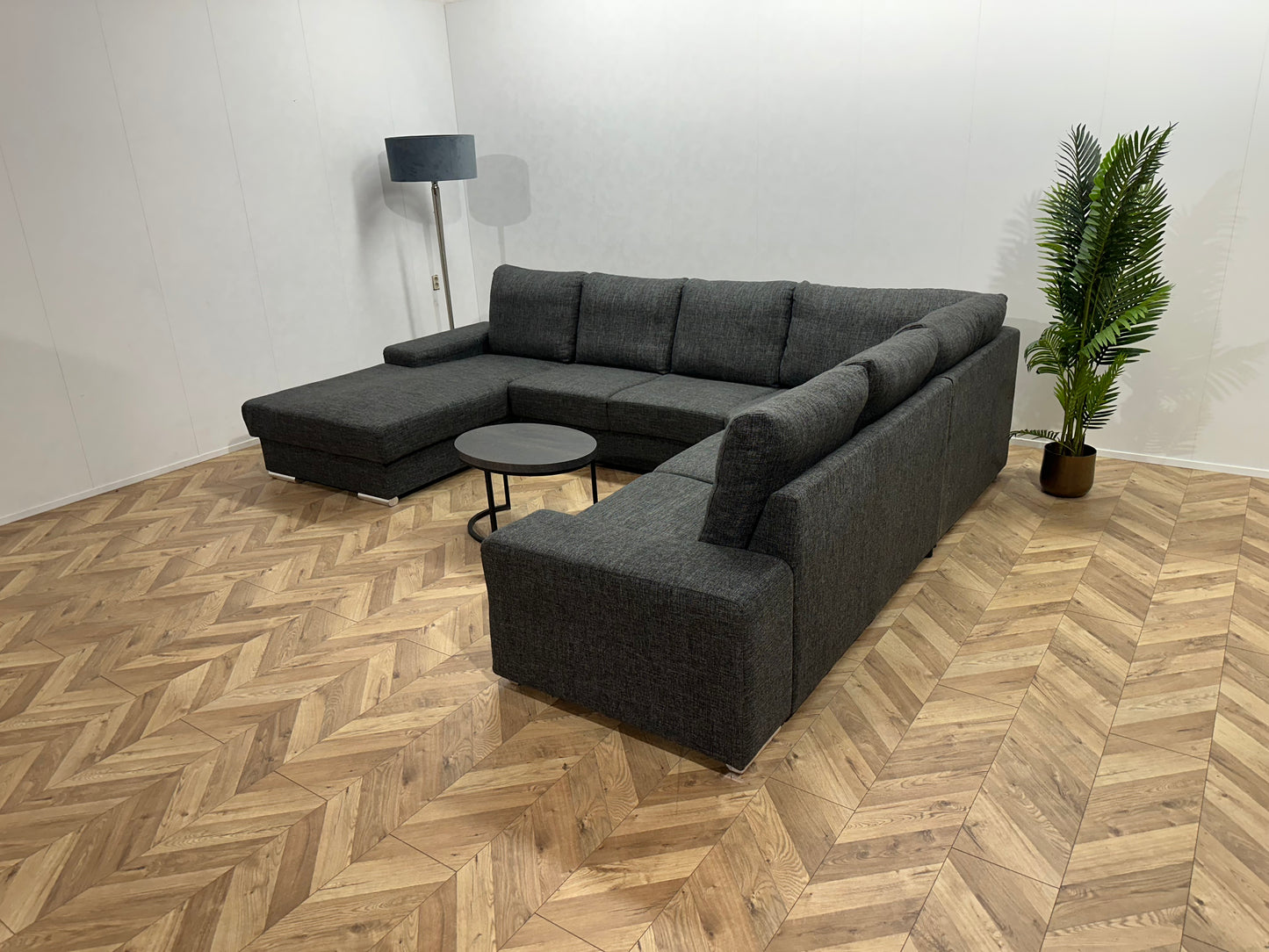 Antraciet U Bank ~ Losse Rugkussens Met Afneembare Hoezen