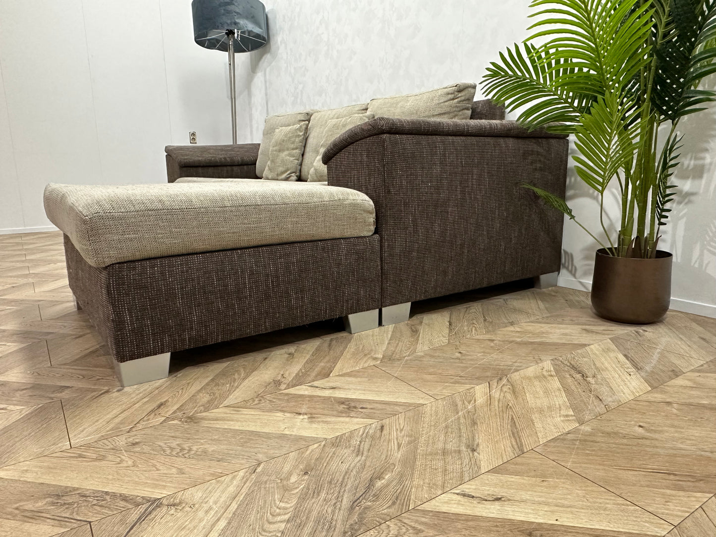 Bruin/Beige Hoekbank ~ Losse Kussens