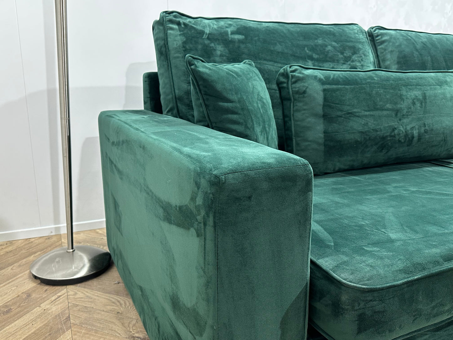 Groene Velvet Hoekbank ~ Nieuwstaat