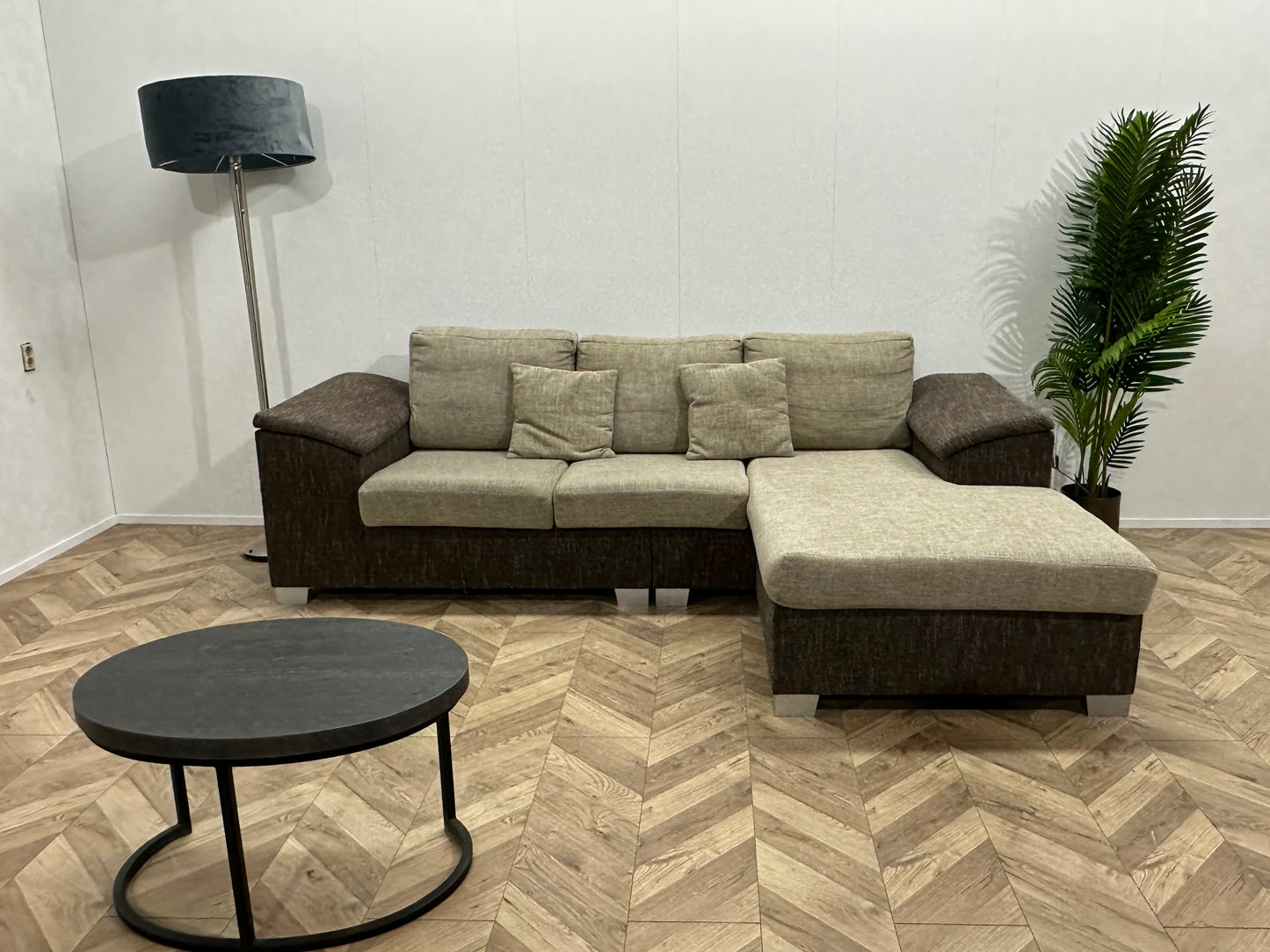 Bruin/Beige Hoekbank ~ Losse Kussens
