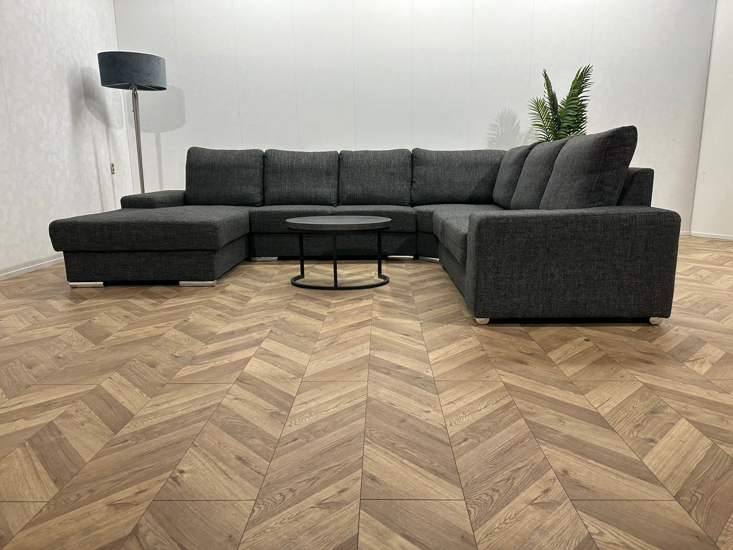 Antraciet U Bank ~ Losse Rugkussens Met Afneembare Hoezen