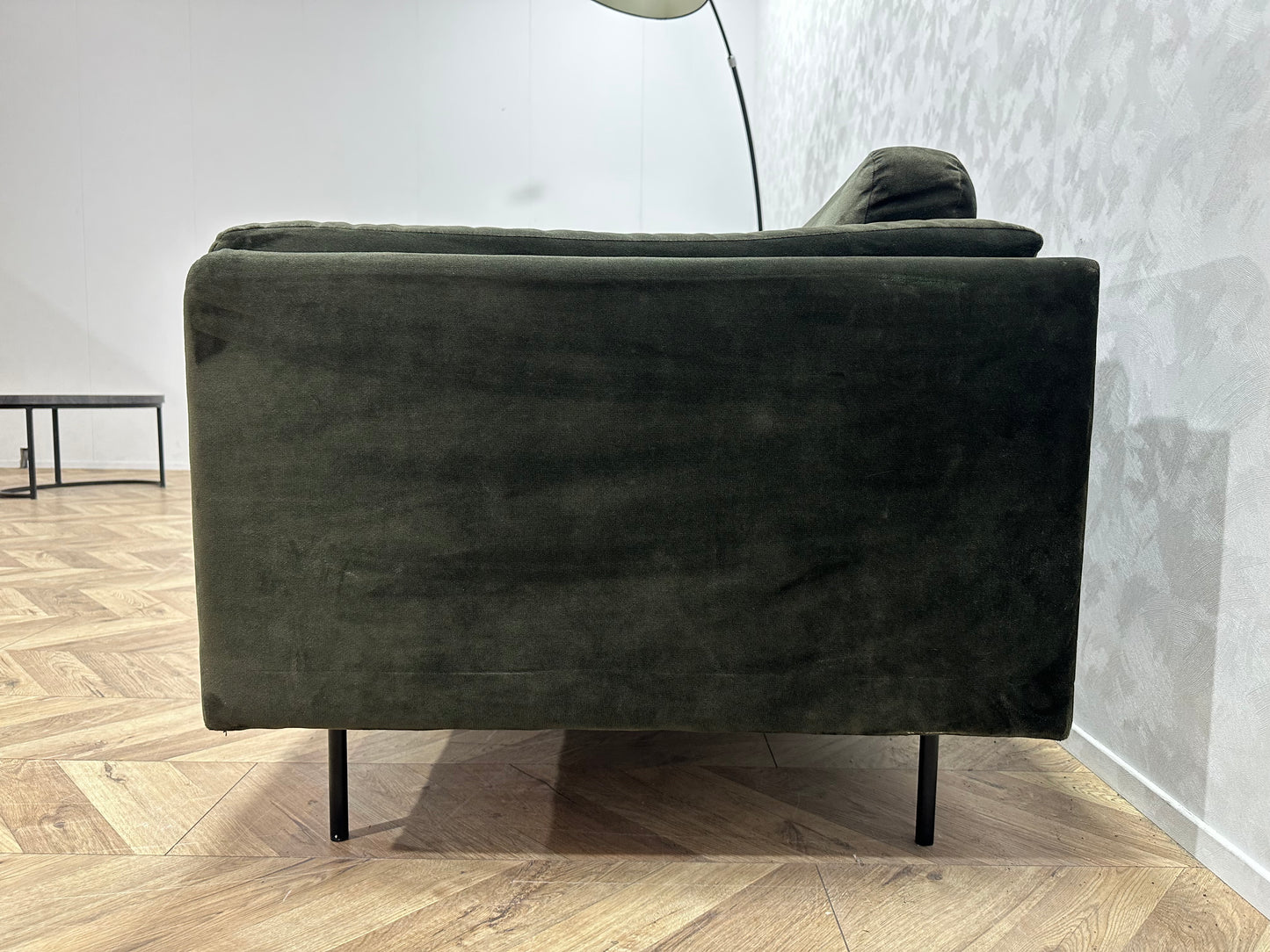 Donker Groene Velvet 2.5-Zits Bank ~ Losse Kussens Met Afneembare Hoezen