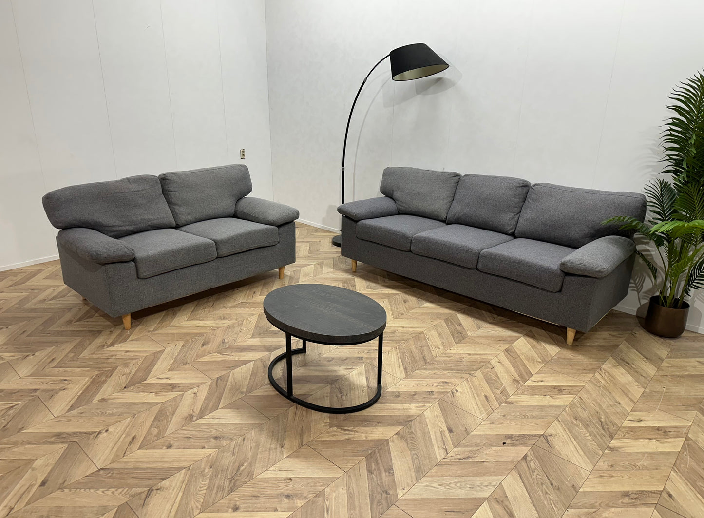 Licht Grijze Banken Set ~ Losse Rugkussens