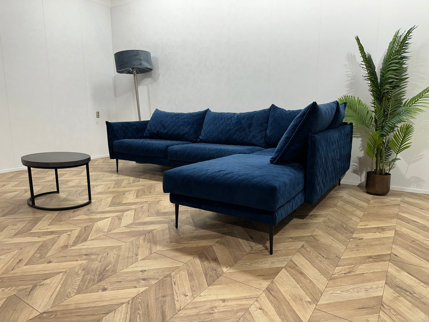 Donker Blauwe Velvet Hoekbank ~ Nieuwstaat